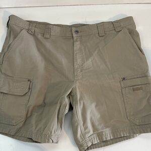 Duluth Trading Flex Fire Hose Tan Stretch Cargo Shorts Men's 46 Relaxed Fit